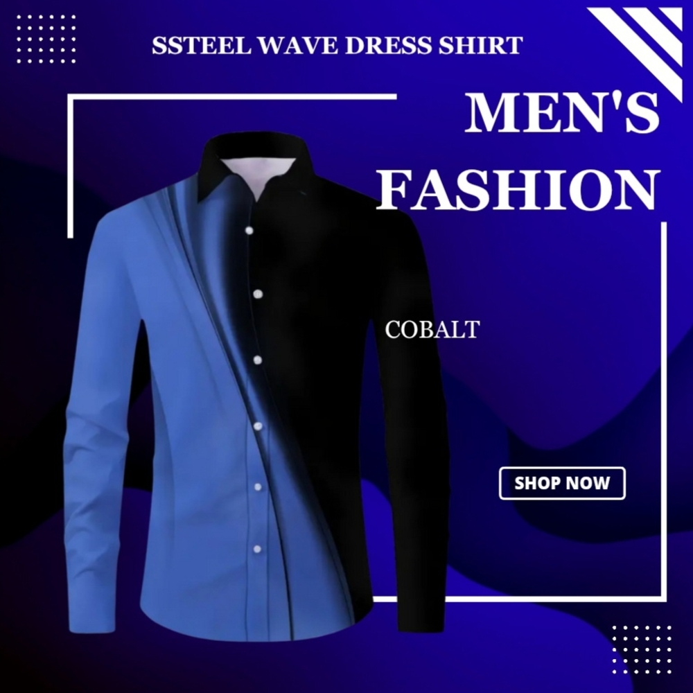 The Steel Wave Dress Shirt in COBALT